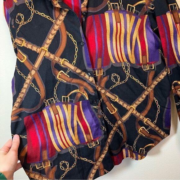 ✨ Lauren Ralph Lauren Vintage Women’s Equestrian Gold Chain Long Sleeve PM - Picture 6 of 10